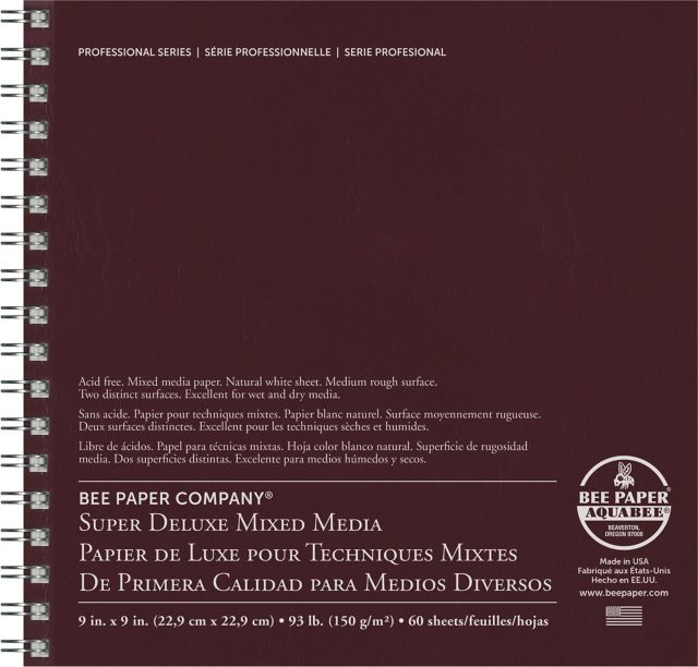 Bee Paper 9x9 93-pound Super Deluxe Mixed Media Double Wire Bound Pad 60/Sheets