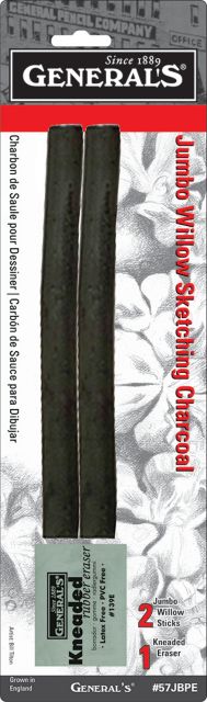CHARCOAL JUMBO WILLOW 2-PACK WITH ERASER
