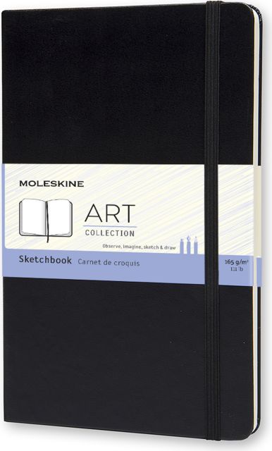 Grand carnet de croquis à pages blanches Moleskine à couverture rigide noire