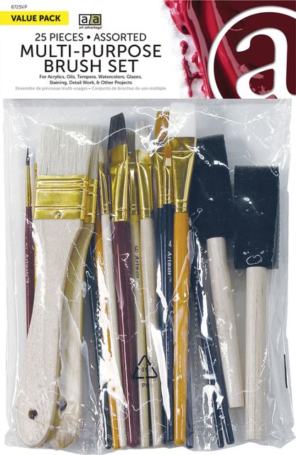 Art Advantage Assorted 25 Piece Craft Brush Pack