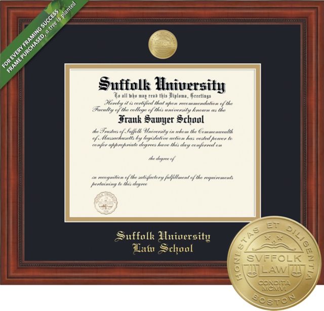 Suffolk University 14 X 17 Windsor Law Diploma Frame Suffolk University