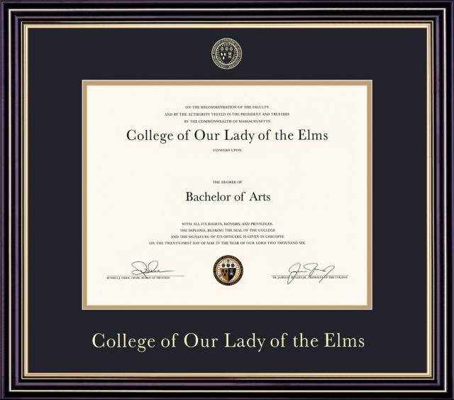 College of Our Lady of the Elms 8.5'' x 11'' Prestige Diploma Frame