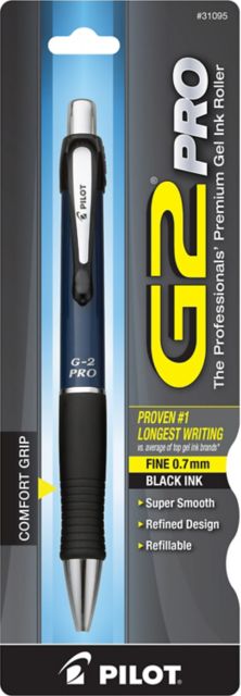 Pilot G2 Premium Retractable Gel Ink Rolling Ball Pens, Ultra Fine Point,  Black Ink, 2 Pack