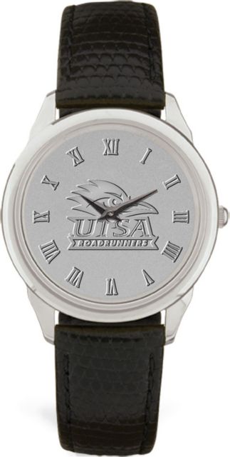 Men's Silver Wristwatch with Black Leather Band - ONLINE ONLY
