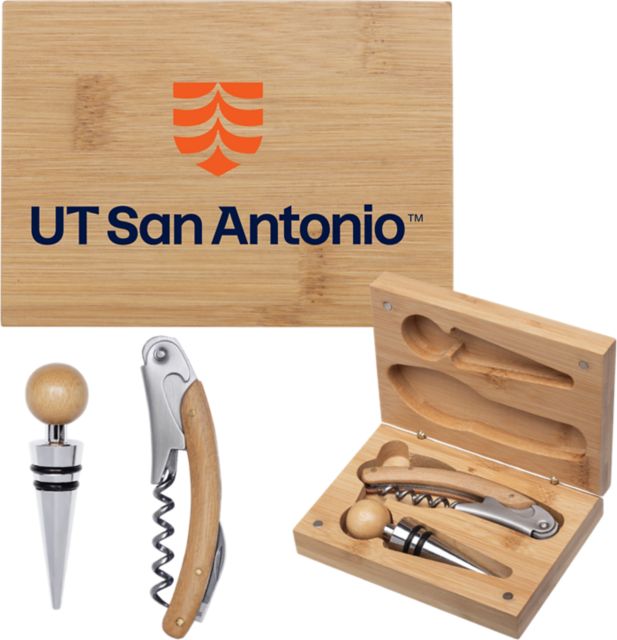 University of Texas San Antonio Bamboo Wine Tool Set