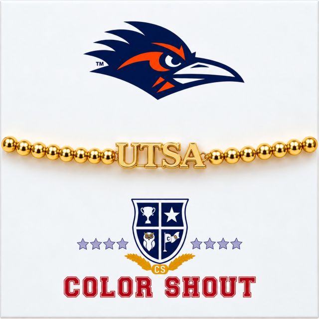 University of Texas San Antonio Gold Bead Bracelet