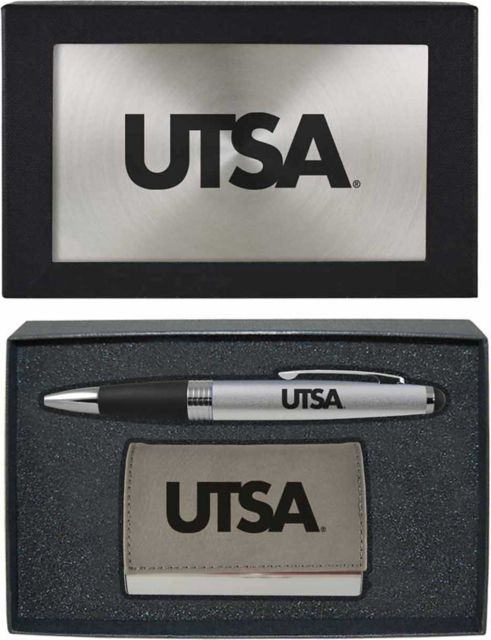 University of Texas San Antonio Business Card Holder And Pen Set