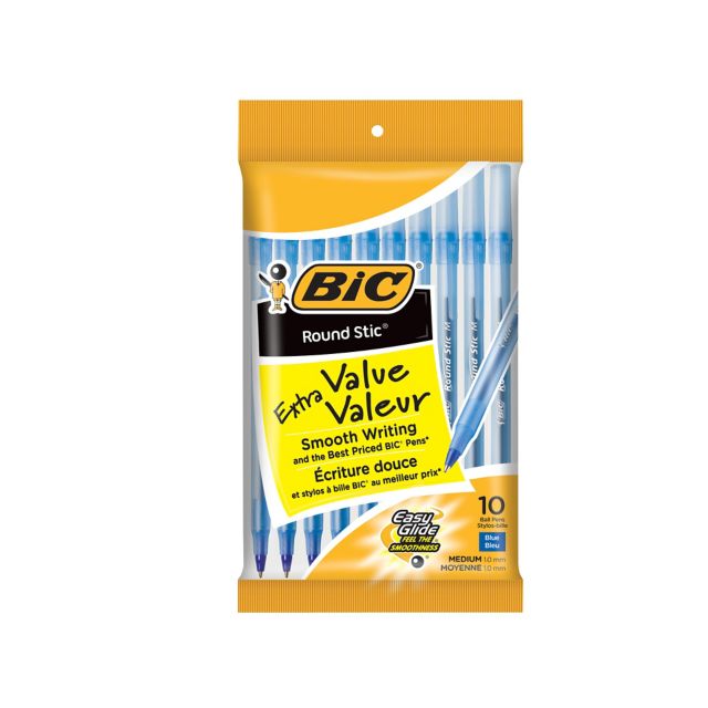 BIC Round Stic Extra Value Ballpoint Pen Easy-Glide  1.0mm
