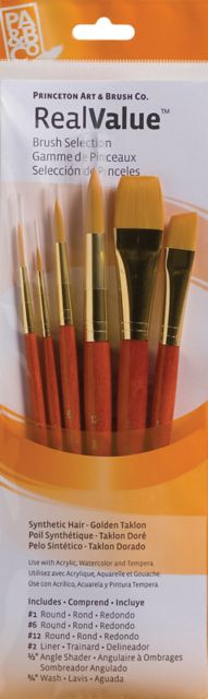 Brush Gold Taklon Value 6/Pack