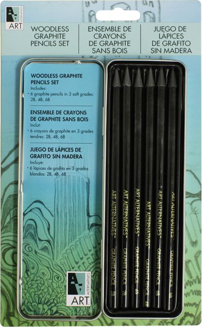 Art Tin Woodless Graphite Pencil 6/Set
