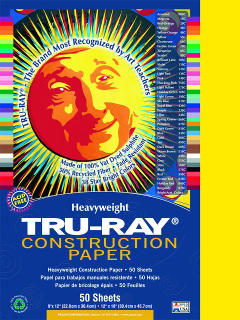 Tru-Ray Construction Paper, White, 9 x 12, 50 Sheets per Pack, 10 Packs