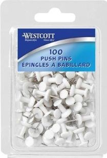 Push Pins 100 Count - White