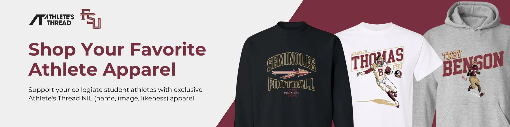 Shop Your Favorite Athlete's Apparel. Support your collegiate student athletes with exclusive Athlete's Thread NIL (name, image, likeness) apparel.