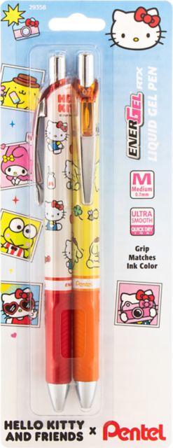 EnerGel RTX Liquid Gel, Hello Kitty & Friends, Limited Edition, (0.7mm) Metal Tip, Med. Line, Asstd Ink, 2-Pk