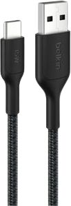 BoostCharge Pro Braided USB-A to USB-C Cable 15W, 6.6ft/2m, Black