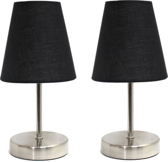 Creekwood Home 10.5 Iconic Duo Mini Sand Nickel Table Lamp Two Pack Set, for End Tables, Nightstands, Offices Shades