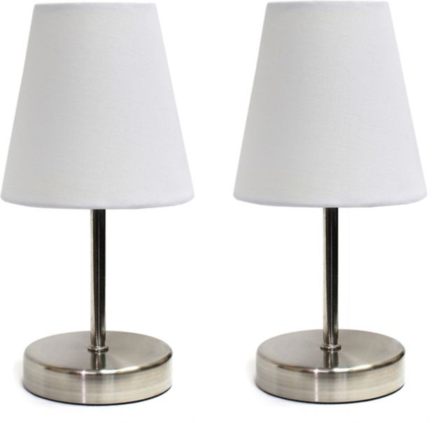 Creekwood Home 10.5 Iconic Duo Mini Sand Nickel Table Lamp Two Pack Set, for End Tables, Nightstands, Offices Shades