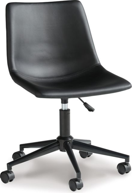 DESK CHAIR FAUX LEATHER BLK