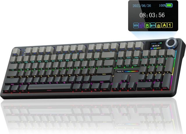 AULA F108 Pro Wireless Mechanical Gaming Keyboard - Black/Gray - ONLINE ONLY