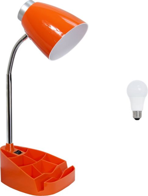 Simple Designs 18.5 Gooseneck Organizer Desk Lamp with iPad Tablet Stand Book Holder with LED Bulb