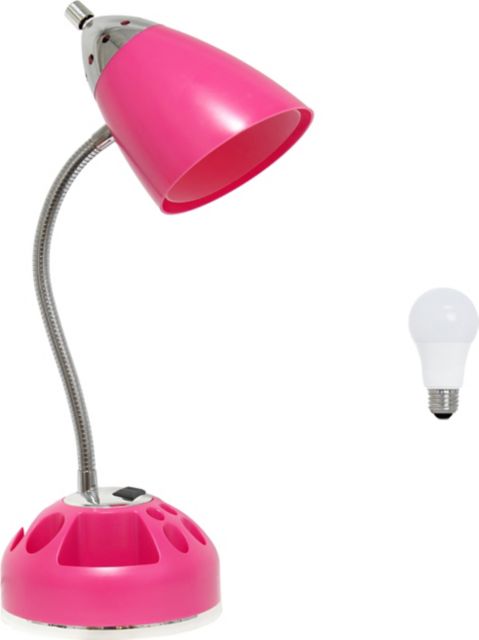 Simple Designs 19.5 Flossy Organizer Desk Lamp with Charging Outlet Lazy Susan Base and LEB Bulb