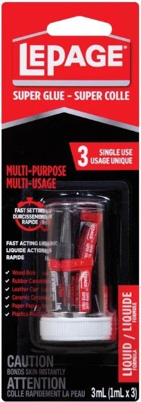 LePage Mini Trio Super Glue 1ml/3Pkg