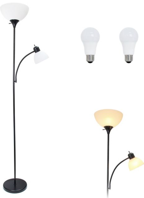 Simple Designs 71.5 Traditional Floor Lamp with Adjustable Reading Light, LED Bulbs Included