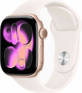 Apple Watch Series 11&nbsp;GPS&nbsp;46mm&nbsp;Rose Gold Aluminum Case with Light Blush Sport Band - M/L