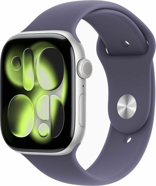 Apple Watch Series 11&nbsp;GPS&nbsp;46mm&nbsp;Silver Aluminum Case with Purple Fog Sport Band - S/M