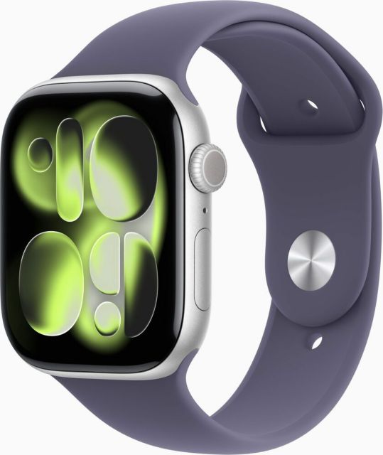 Apple Watch Series 11&nbsp;GPS&nbsp;46mm&nbsp;Silver Aluminum Case with Purple Fog Sport Band - M/L