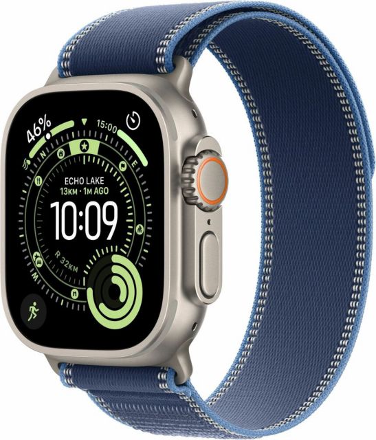 Apple Watch Ultra 3&nbsp;GPS + Cellular&nbsp;49mm&nbsp;Natural Titanium Case with Blue/Bright Blue Trail Loop - S/M