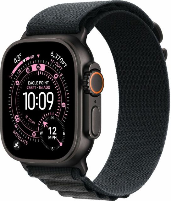 Apple Watch Ultra 3&nbsp;GPS + Cellular&nbsp;49mm&nbsp;Black Titanium Case with Black Alpine Loop - Small