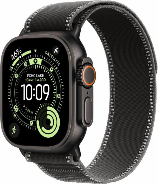 Apple Watch Ultra 3&nbsp;GPS + Cellular&nbsp;49mm&nbsp;Black Titanium Case with Black/Charcoal Trail Loop - S/M