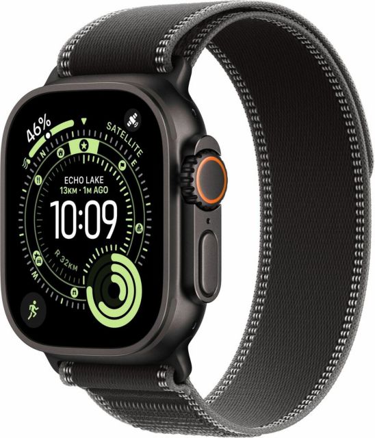 Apple Watch Ultra 3&nbsp;GPS + Cellular&nbsp;49mm&nbsp;Black Titanium Case with Black/Charcoal Trail Loop - M/L