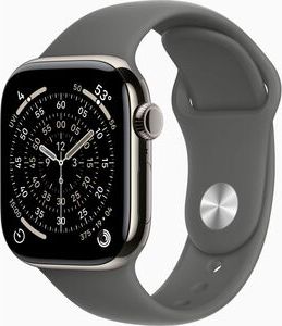 Apple Watch Series 11&nbsp;GPS + Cellular 42mm&nbsp;Natural Titanium Case with Stone Gray Sport Band - M/L