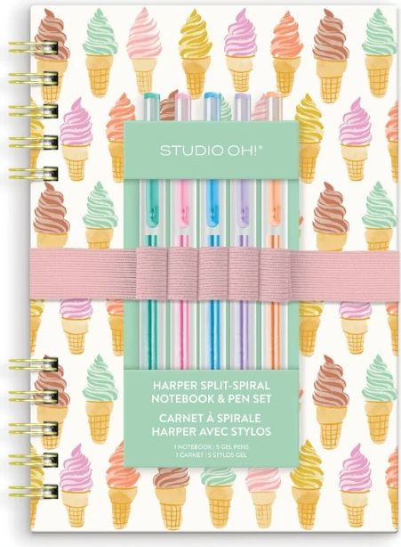 Cool & Creamy Harper Split-Spiral Notebook & Pen Set