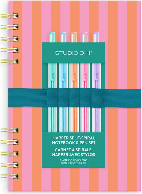 Cabana Stripes Harper Split-Spiral Notebook & Pen Set