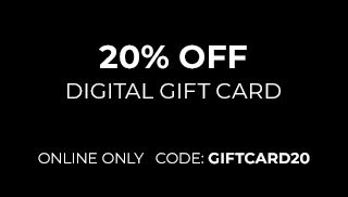 20% Off Digital Gift Card. Online Only. Code: GIFTCARD20