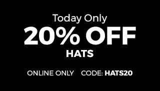 Today Only 20% Off Hats. Online Only. Code: HATS20