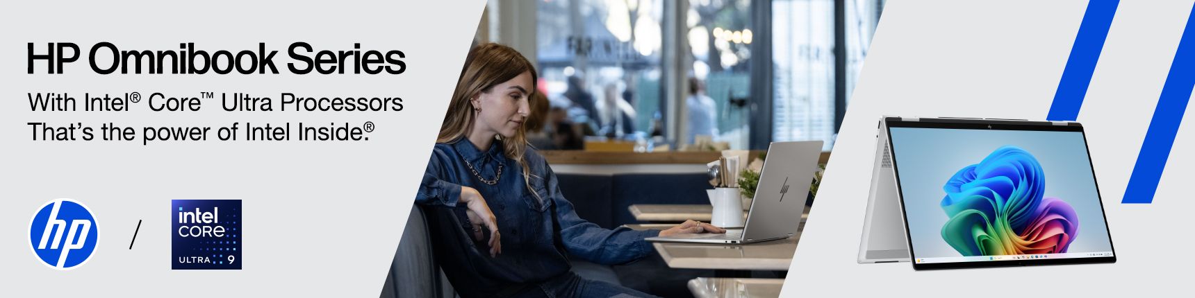 HP Omnibook Series with Intel Core Ultra Processors. That's the power of intel inside