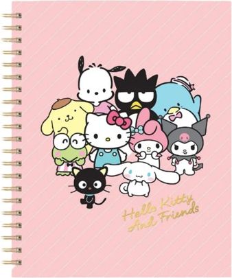 Hello Kitty and Friends Pink Pinstripe Extra-Large Spiral Notebook with Pocket & Sticker Sheet