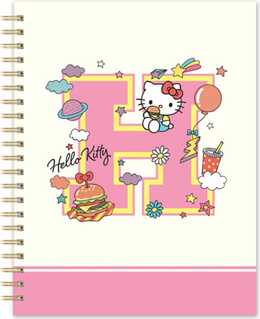 Hello Kitty College Letters Extra Large Spiral Notebook with Pocket & Sticker Sheet