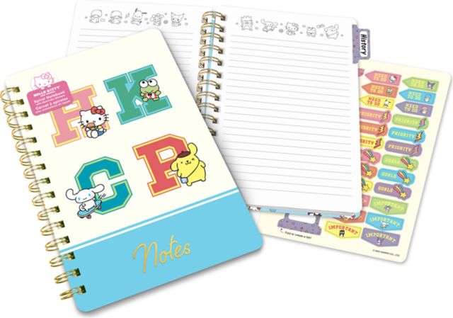 Hello Kitty and Friends College Letters Blue Agatha Notebook with Sticker Sheet
