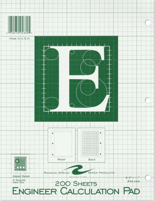 ENGR. PAD 8.5" x 11" GREEN 200