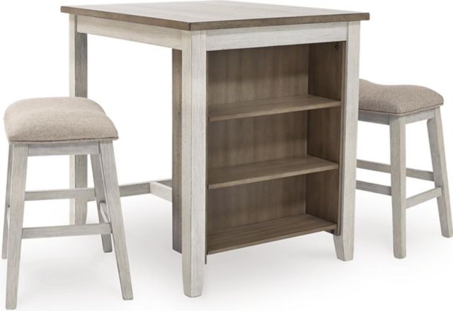 Signature Design by Ashley Skempton Counter Height Dining Table and Bar Stools Set of 3