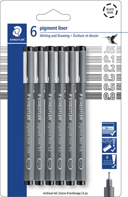 COLOURED PIGMENT LINERS 6CT