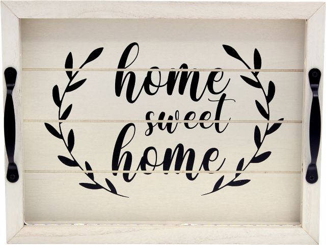 Verona 15.5" Home Sweet Home Wooden Tray with LED Light Strip
