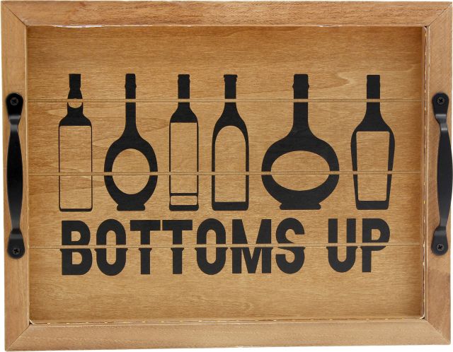 Verona 15.5" Bottoms Up Wooden Tray with LED Light Strip