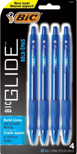PEN GLIDE BOLD 1.6MM BLU 4PK