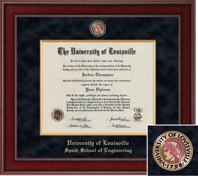 Church Hill Classics Presidential Diploma Frame. Speed School of Engineering - ONLINE ONLY